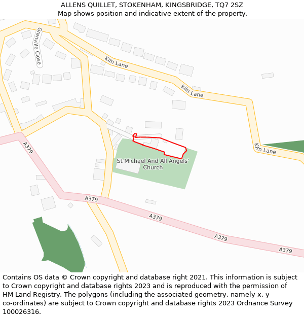 ALLENS QUILLET, STOKENHAM, KINGSBRIDGE, TQ7 2SZ: Location map and indicative extent of plot