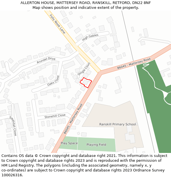 ALLERTON HOUSE, MATTERSEY ROAD, RANSKILL, RETFORD, DN22 8NF: Location map and indicative extent of plot