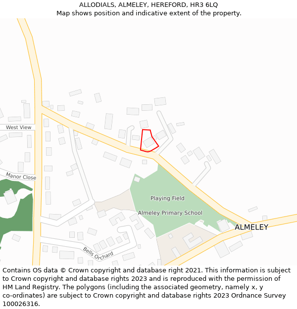 ALLODIALS, ALMELEY, HEREFORD, HR3 6LQ: Location map and indicative extent of plot