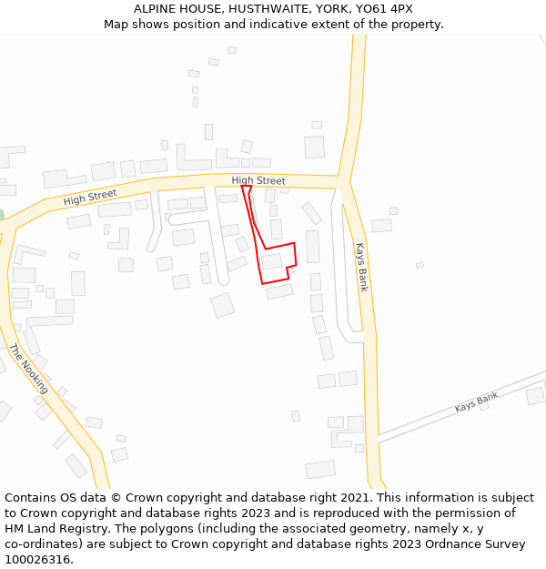 ALPINE HOUSE, HUSTHWAITE, YORK, YO61 4PX: Location map and indicative extent of plot