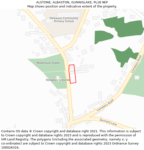 ALSTONE, ALBASTON, GUNNISLAKE, PL18 9EP: Location map and indicative extent of plot