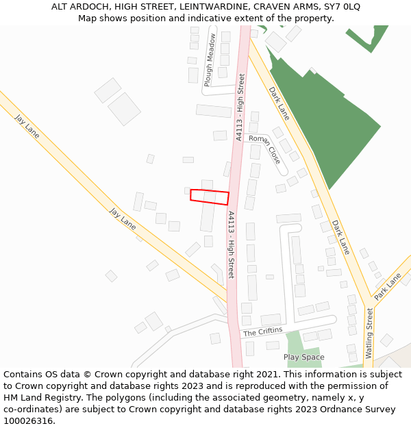 ALT ARDOCH, HIGH STREET, LEINTWARDINE, CRAVEN ARMS, SY7 0LQ: Location map and indicative extent of plot