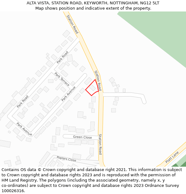 ALTA VISTA, STATION ROAD, KEYWORTH, NOTTINGHAM, NG12 5LT: Location map and indicative extent of plot