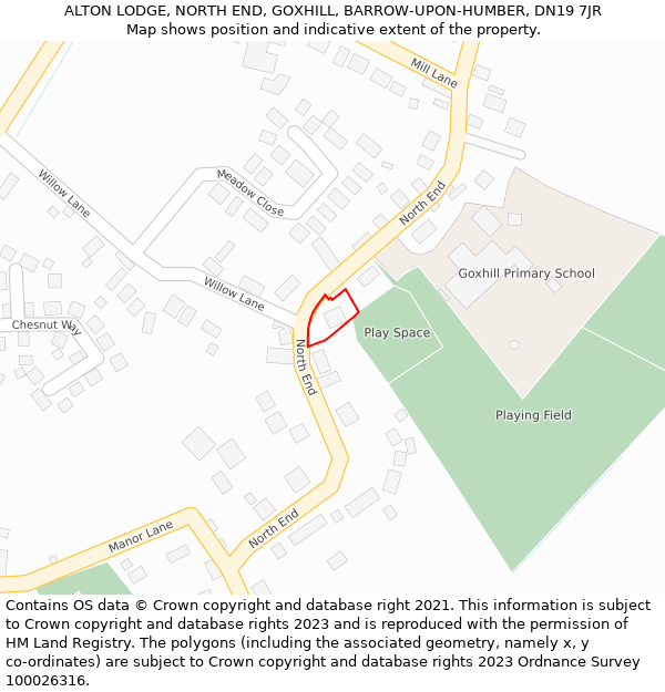 ALTON LODGE, NORTH END, GOXHILL, BARROW-UPON-HUMBER, DN19 7JR: Location map and indicative extent of plot