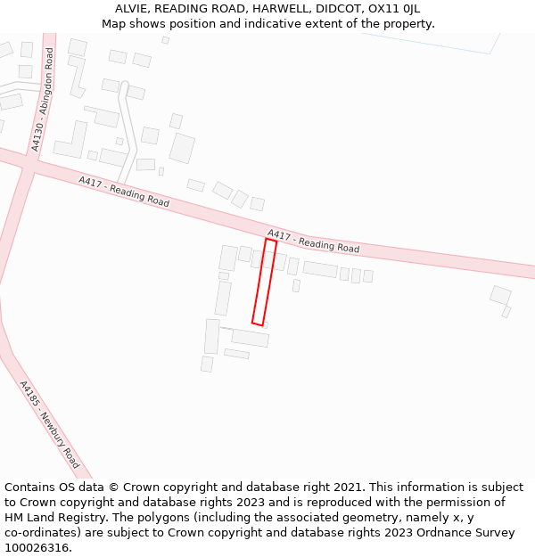 ALVIE, READING ROAD, HARWELL, DIDCOT, OX11 0JL: Location map and indicative extent of plot