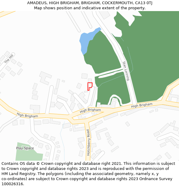 AMADEUS, HIGH BRIGHAM, BRIGHAM, COCKERMOUTH, CA13 0TJ: Location map and indicative extent of plot