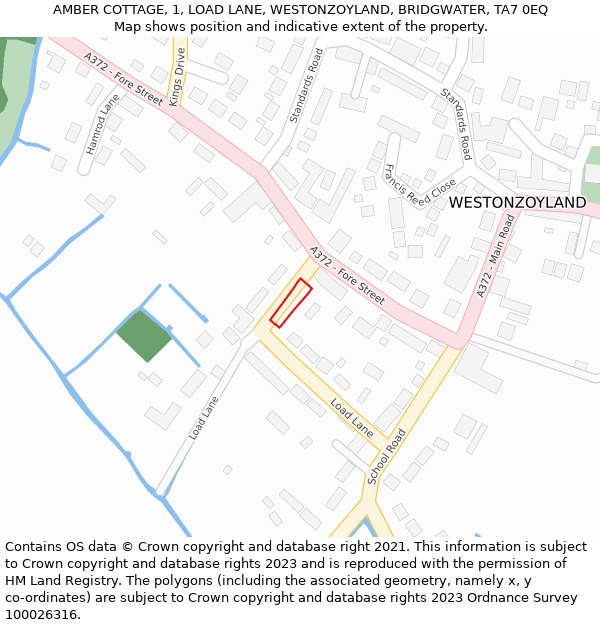 AMBER COTTAGE, 1, LOAD LANE, WESTONZOYLAND, BRIDGWATER, TA7 0EQ: Location map and indicative extent of plot