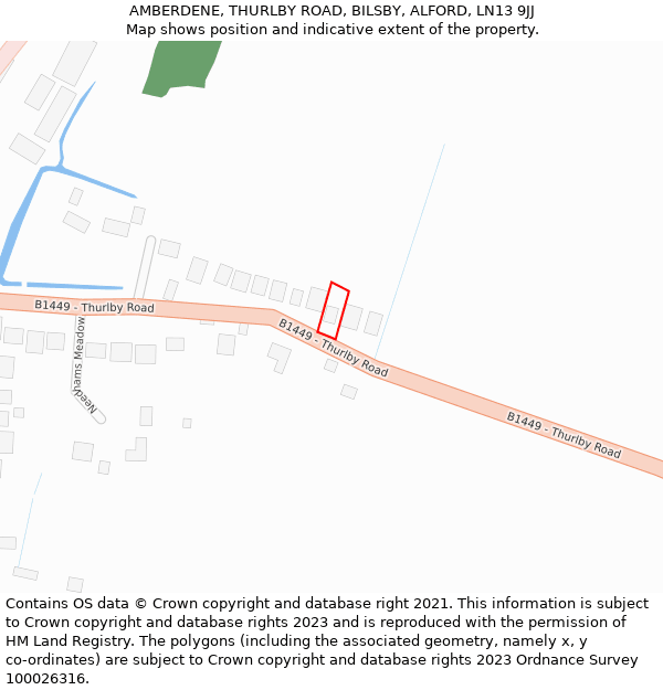 AMBERDENE, THURLBY ROAD, BILSBY, ALFORD, LN13 9JJ: Location map and indicative extent of plot