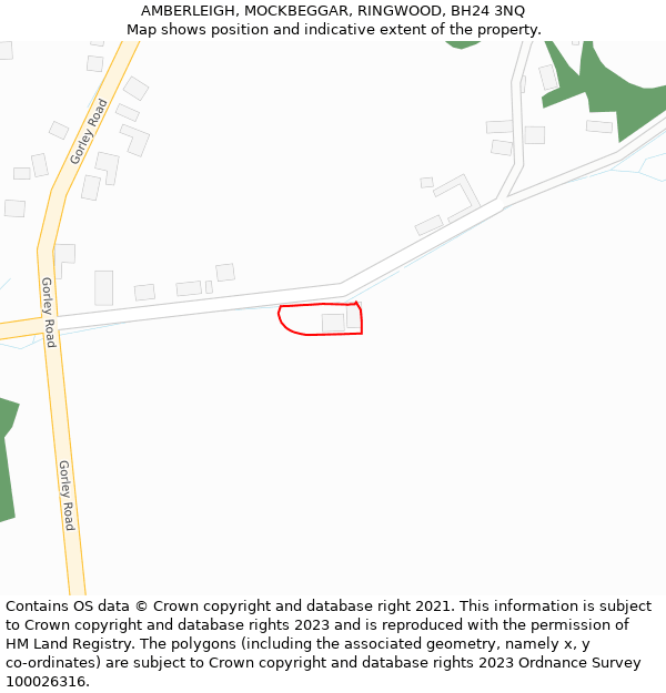 AMBERLEIGH, MOCKBEGGAR, RINGWOOD, BH24 3NQ: Location map and indicative extent of plot