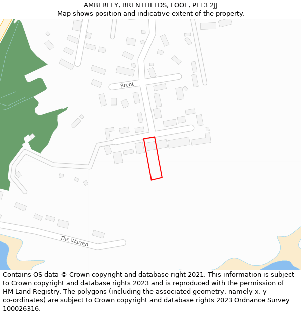 AMBERLEY, BRENTFIELDS, LOOE, PL13 2JJ: Location map and indicative extent of plot