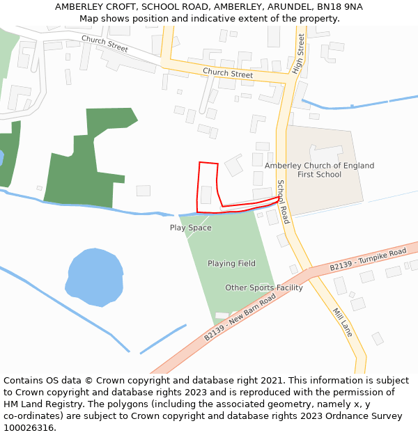 AMBERLEY CROFT, SCHOOL ROAD, AMBERLEY, ARUNDEL, BN18 9NA: Location map and indicative extent of plot