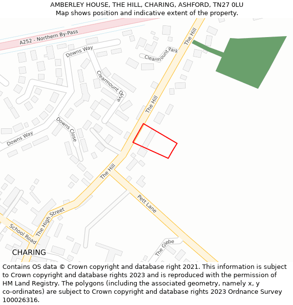 AMBERLEY HOUSE, THE HILL, CHARING, ASHFORD, TN27 0LU: Location map and indicative extent of plot