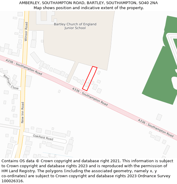 AMBERLEY, SOUTHAMPTON ROAD, BARTLEY, SOUTHAMPTON, SO40 2NA: Location map and indicative extent of plot