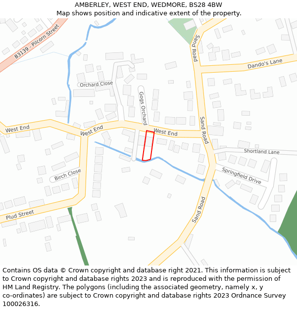 AMBERLEY, WEST END, WEDMORE, BS28 4BW: Location map and indicative extent of plot