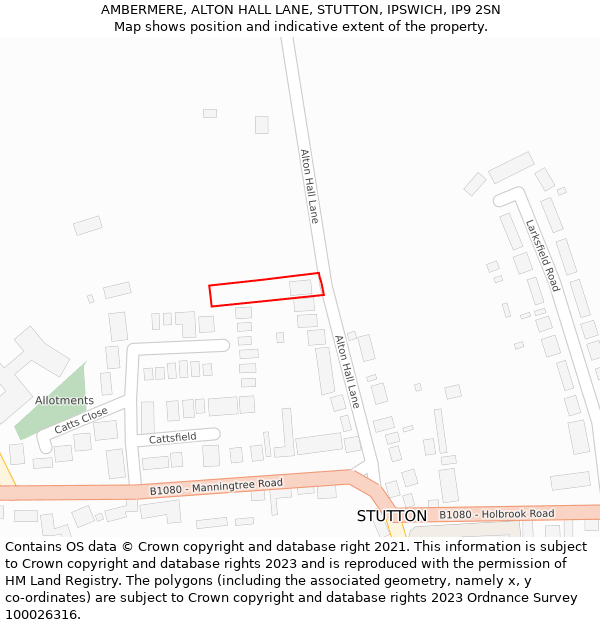 AMBERMERE, ALTON HALL LANE, STUTTON, IPSWICH, IP9 2SN: Location map and indicative extent of plot