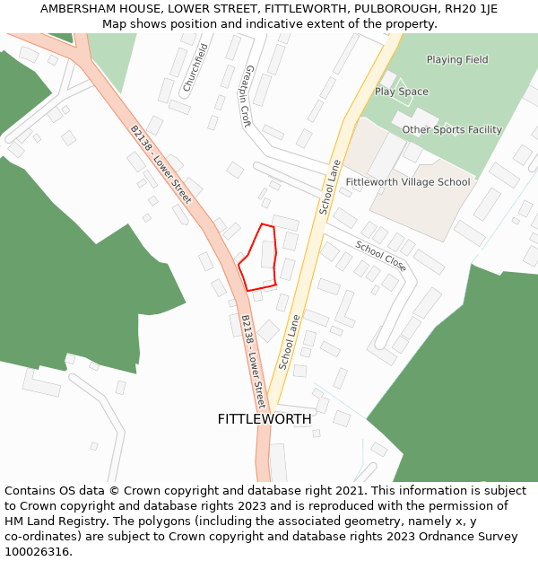 AMBERSHAM HOUSE, LOWER STREET, FITTLEWORTH, PULBOROUGH, RH20 1JE: Location map and indicative extent of plot