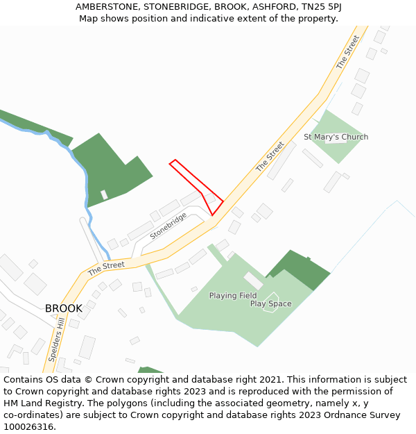 AMBERSTONE, STONEBRIDGE, BROOK, ASHFORD, TN25 5PJ: Location map and indicative extent of plot