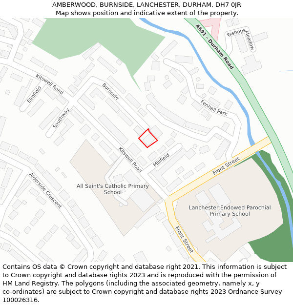 AMBERWOOD, BURNSIDE, LANCHESTER, DURHAM, DH7 0JR: Location map and indicative extent of plot