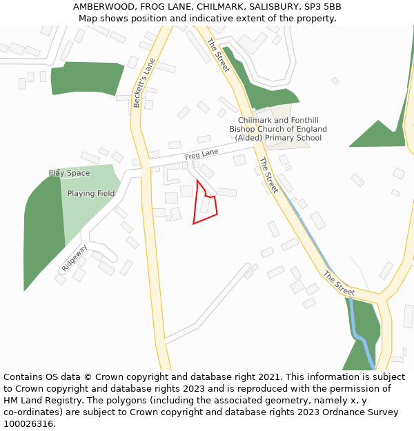 AMBERWOOD, FROG LANE, CHILMARK, SALISBURY, SP3 5BB: Location map and indicative extent of plot