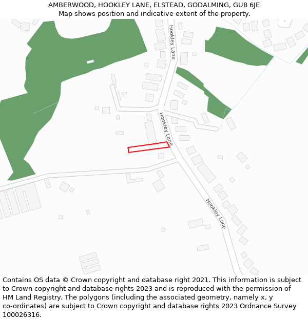 AMBERWOOD, HOOKLEY LANE, ELSTEAD, GODALMING, GU8 6JE: Location map and indicative extent of plot
