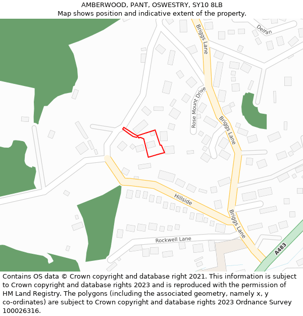 AMBERWOOD, PANT, OSWESTRY, SY10 8LB: Location map and indicative extent of plot