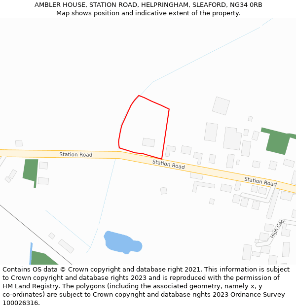 AMBLER HOUSE, STATION ROAD, HELPRINGHAM, SLEAFORD, NG34 0RB: Location map and indicative extent of plot