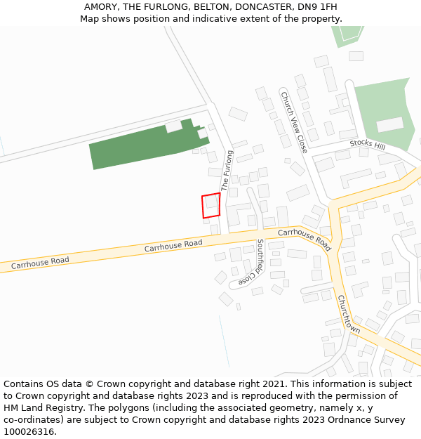 AMORY, THE FURLONG, BELTON, DONCASTER, DN9 1FH: Location map and indicative extent of plot