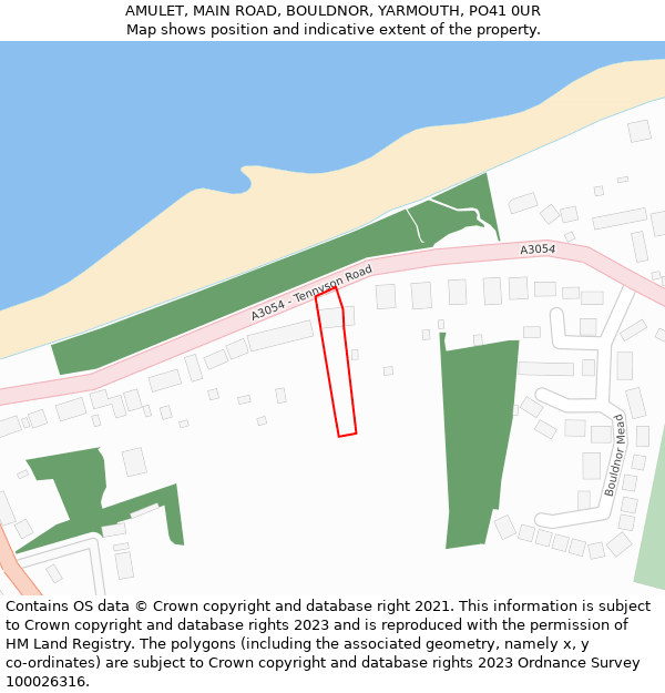 AMULET, MAIN ROAD, BOULDNOR, YARMOUTH, PO41 0UR: Location map and indicative extent of plot