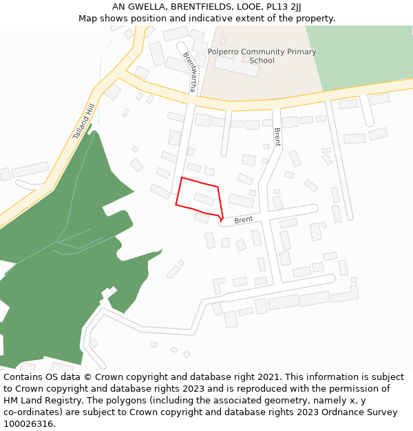 AN GWELLA, BRENTFIELDS, LOOE, PL13 2JJ: Location map and indicative extent of plot