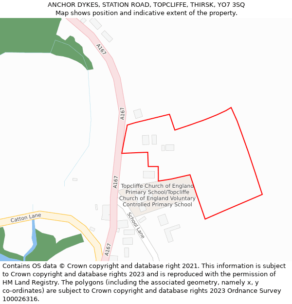 ANCHOR DYKES, STATION ROAD, TOPCLIFFE, THIRSK, YO7 3SQ: Location map and indicative extent of plot