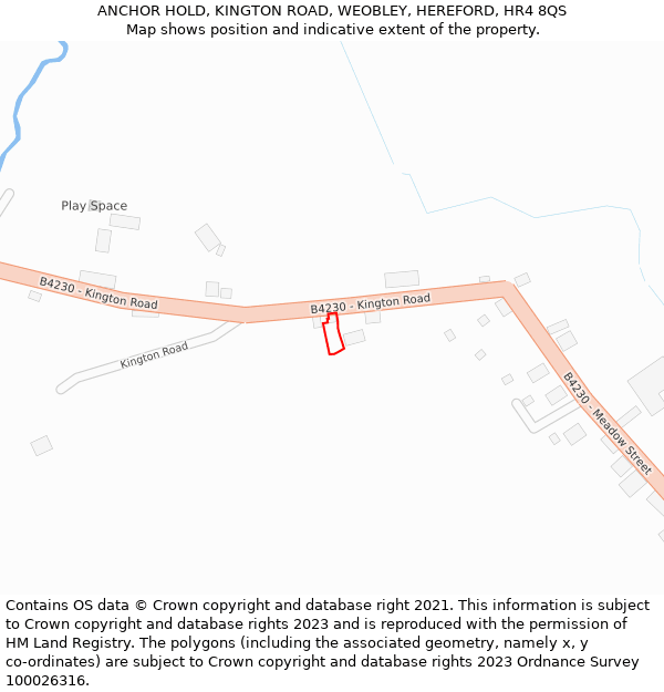 ANCHOR HOLD, KINGTON ROAD, WEOBLEY, HEREFORD, HR4 8QS: Location map and indicative extent of plot