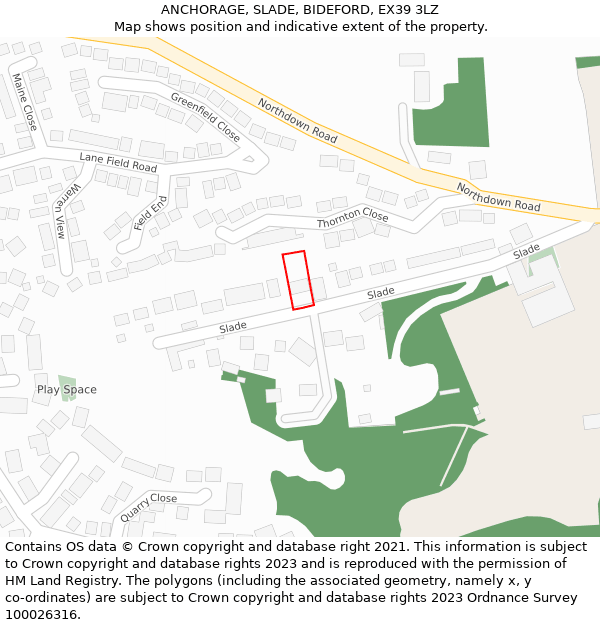 ANCHORAGE, SLADE, BIDEFORD, EX39 3LZ: Location map and indicative extent of plot