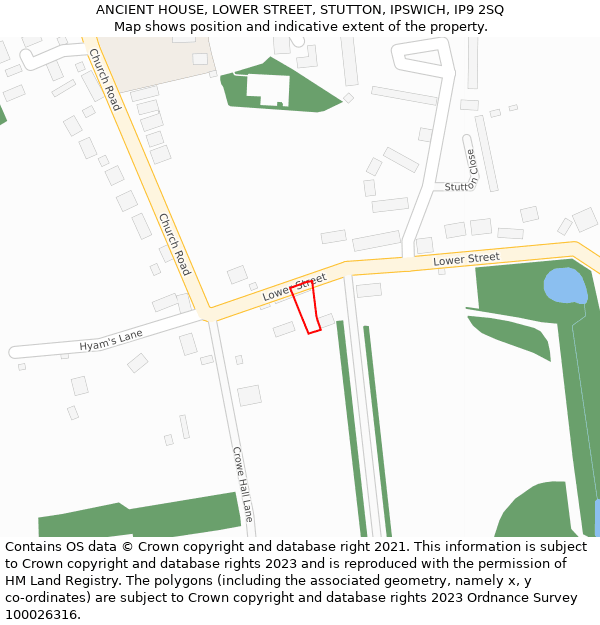 ANCIENT HOUSE, LOWER STREET, STUTTON, IPSWICH, IP9 2SQ: Location map and indicative extent of plot