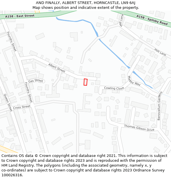 AND FINALLY, ALBERT STREET, HORNCASTLE, LN9 6AJ: Location map and indicative extent of plot