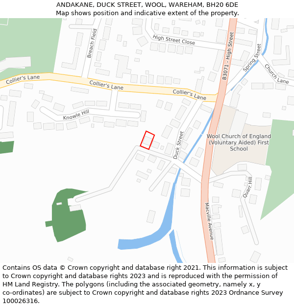 ANDAKANE, DUCK STREET, WOOL, WAREHAM, BH20 6DE: Location map and indicative extent of plot
