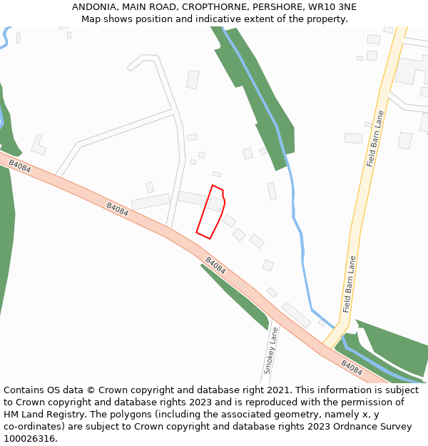 ANDONIA, MAIN ROAD, CROPTHORNE, PERSHORE, WR10 3NE: Location map and indicative extent of plot