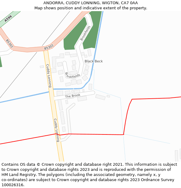 ANDORRA, CUDDY LONNING, WIGTON, CA7 0AA: Location map and indicative extent of plot