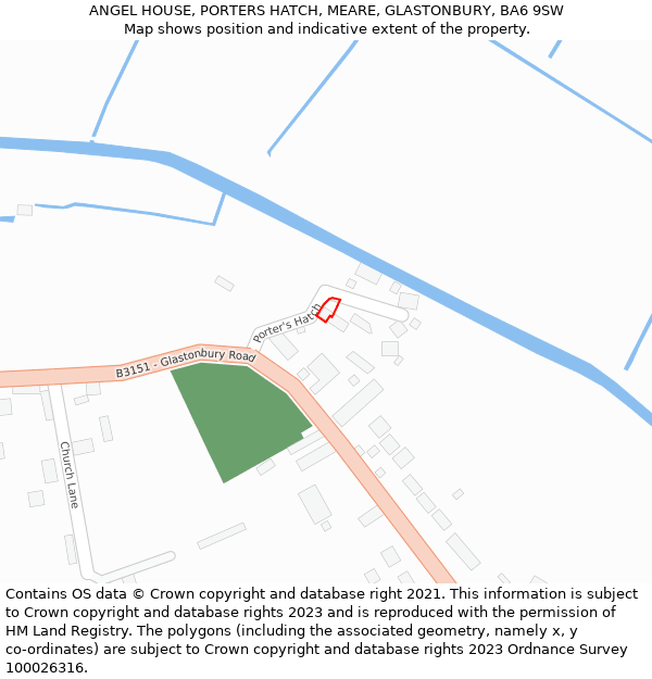 ANGEL HOUSE, PORTERS HATCH, MEARE, GLASTONBURY, BA6 9SW: Location map and indicative extent of plot