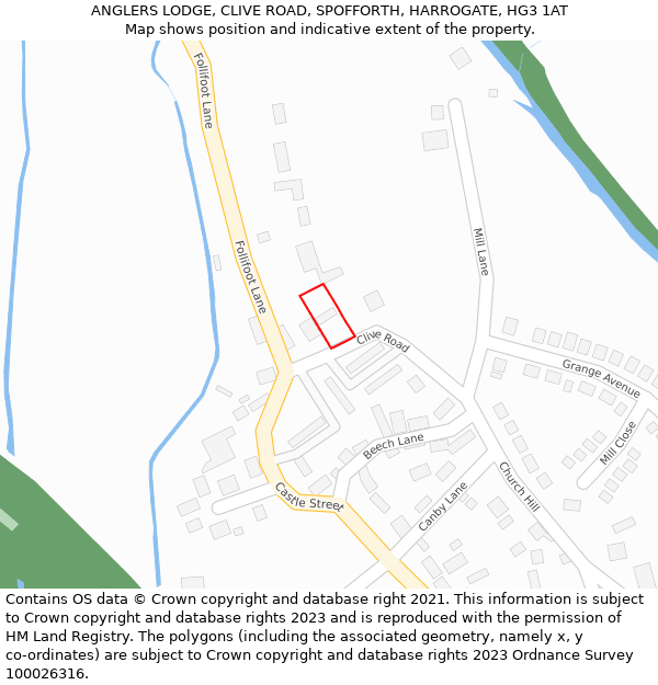 ANGLERS LODGE, CLIVE ROAD, SPOFFORTH, HARROGATE, HG3 1AT: Location map and indicative extent of plot