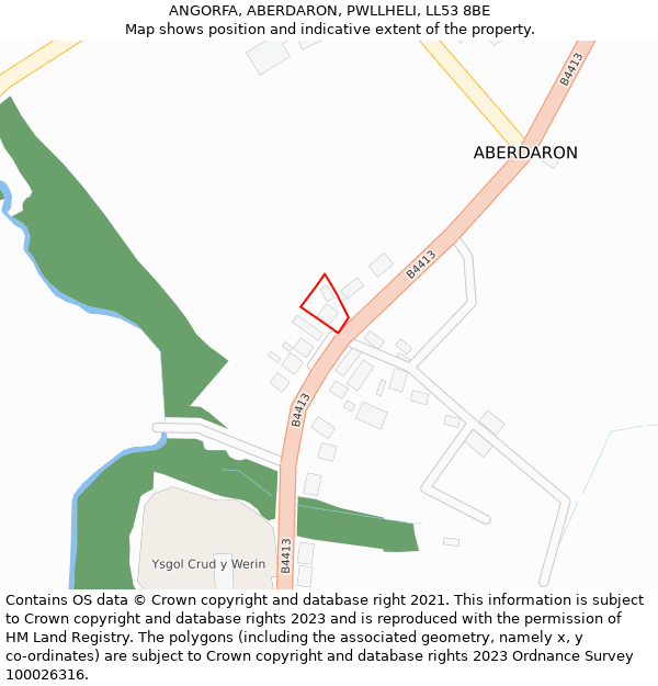 ANGORFA, ABERDARON, PWLLHELI, LL53 8BE: Location map and indicative extent of plot