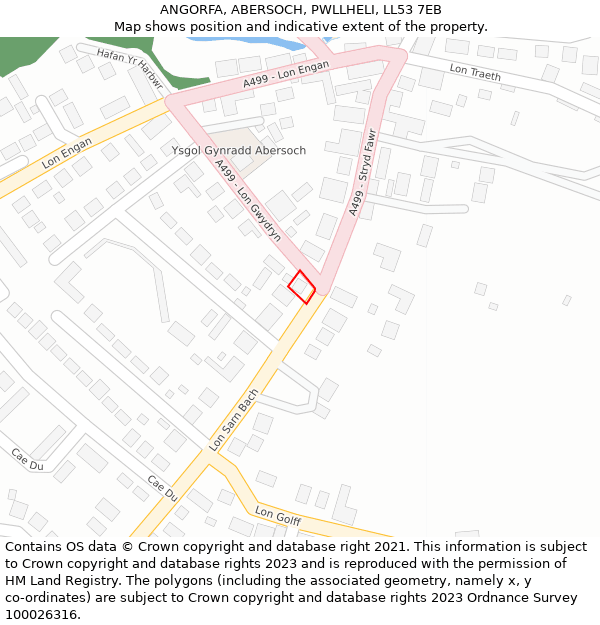 ANGORFA, ABERSOCH, PWLLHELI, LL53 7EB: Location map and indicative extent of plot