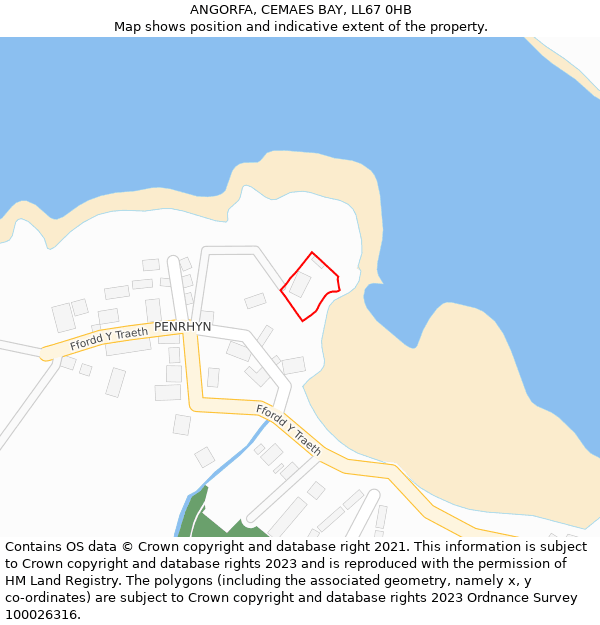 ANGORFA, CEMAES BAY, LL67 0HB: Location map and indicative extent of plot