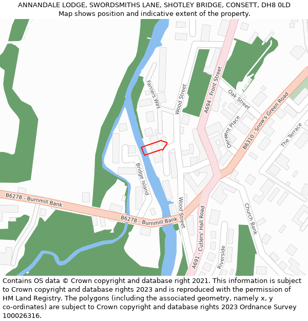 ANNANDALE LODGE, SWORDSMITHS LANE, SHOTLEY BRIDGE, CONSETT, DH8 0LD: Location map and indicative extent of plot