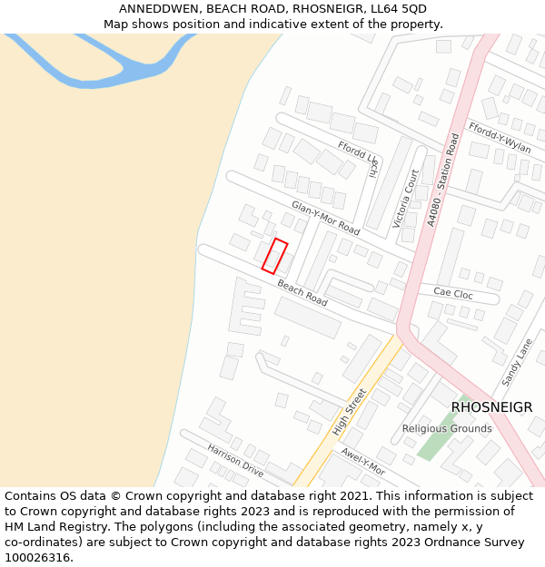 ANNEDDWEN, BEACH ROAD, RHOSNEIGR, LL64 5QD: Location map and indicative extent of plot