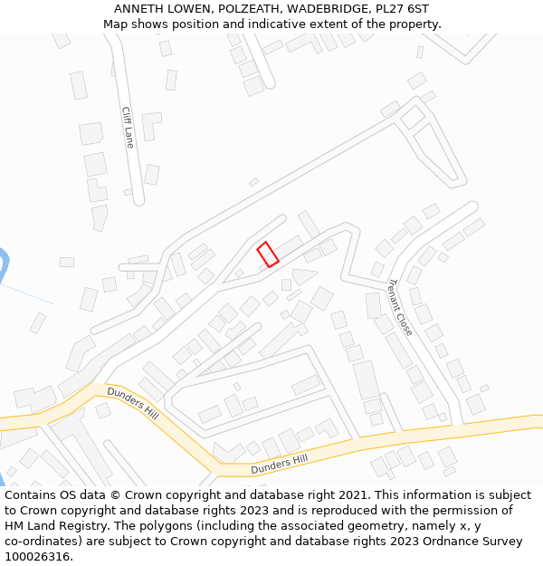 ANNETH LOWEN, POLZEATH, WADEBRIDGE, PL27 6ST: Location map and indicative extent of plot