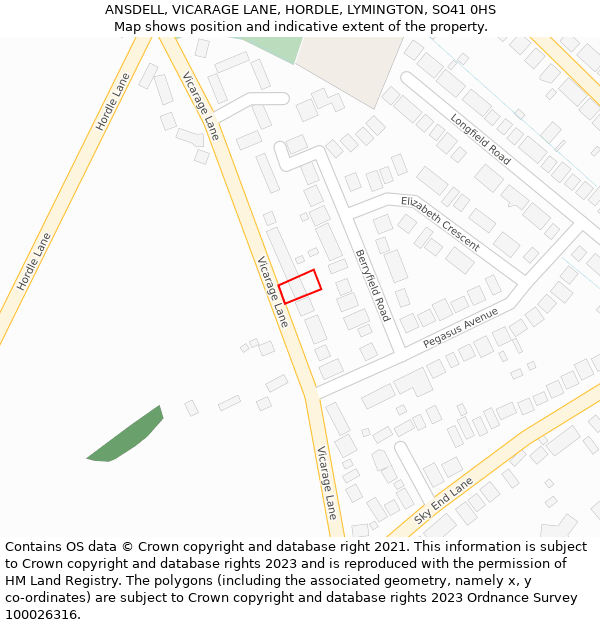 ANSDELL, VICARAGE LANE, HORDLE, LYMINGTON, SO41 0HS: Location map and indicative extent of plot