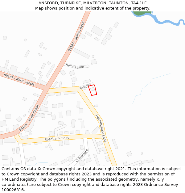 ANSFORD, TURNPIKE, MILVERTON, TAUNTON, TA4 1LF: Location map and indicative extent of plot