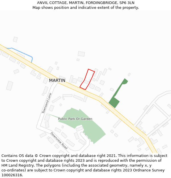 ANVIL COTTAGE, MARTIN, FORDINGBRIDGE, SP6 3LN: Location map and indicative extent of plot