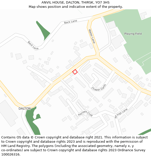 ANVIL HOUSE, DALTON, THIRSK, YO7 3HS: Location map and indicative extent of plot