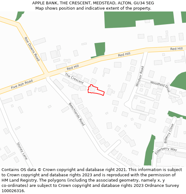 APPLE BANK, THE CRESCENT, MEDSTEAD, ALTON, GU34 5EG: Location map and indicative extent of plot